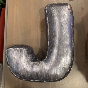 Compass Home Textile Silver Sequin ‘J’ Decorative Pillow